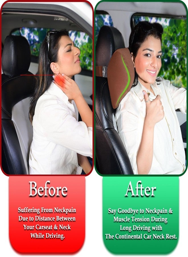 CONTINENTAL “NeckGuard Plus” - Car Neck Rest Pillow Comes with 2 Year Warranty Card, Built with Pure Memory Foam,Car Headrest Pillow for Comfortable Rides (Pack of 1-Coffee). - Image 2